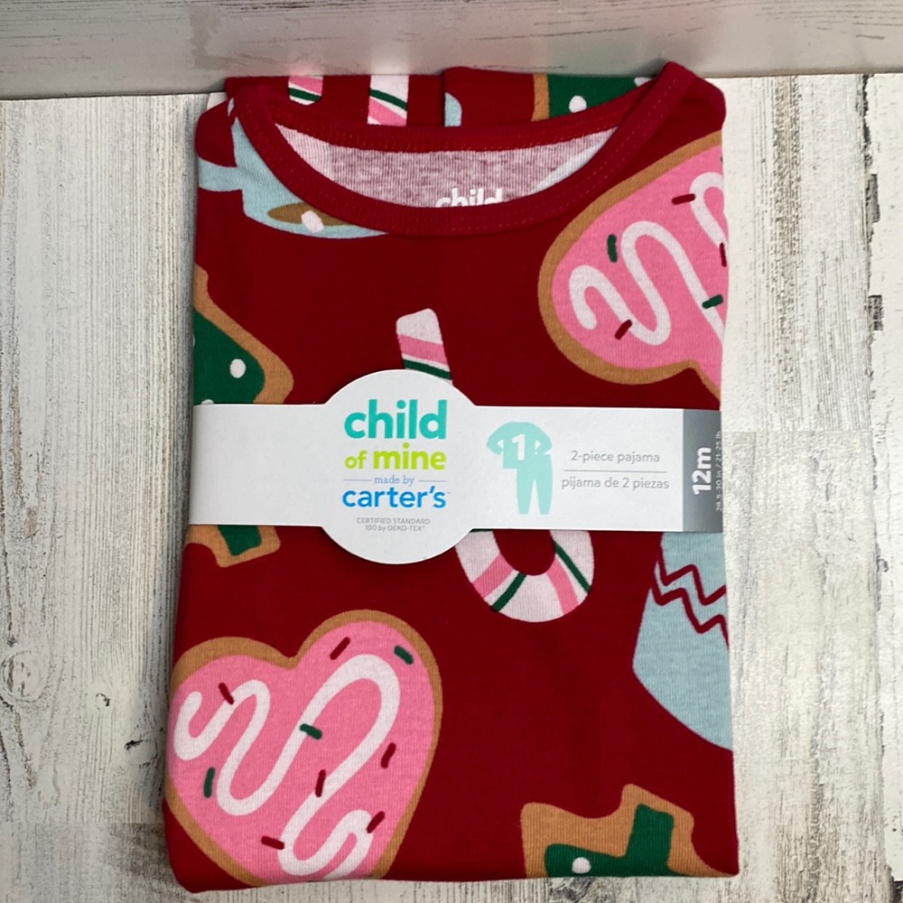 Carters Christmas Cookies Pajamas Size 12 Months NEW